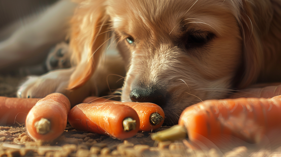 Dogs eat carrots