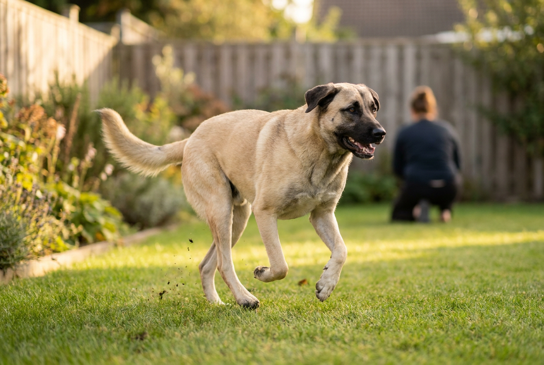 Adult Anatolian Shepherd Dog relaxing at home in a family setting