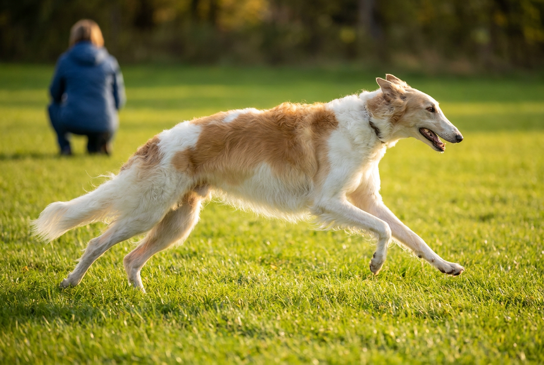 Adult Borzoi relaxing at home in a family setting