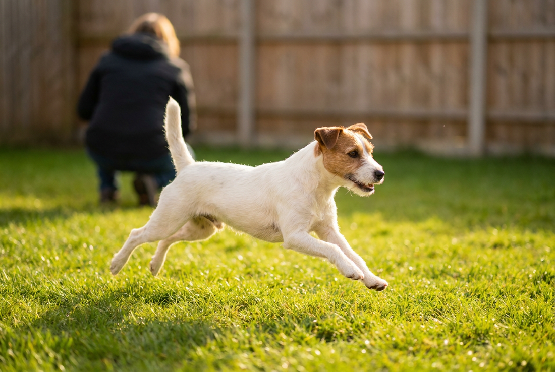 Adult Parson Russell Terrier relaxing at home in a family setting