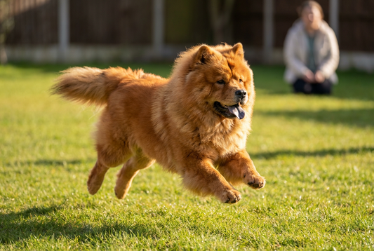 Adult Chow Chow relaxing at home in a family setting