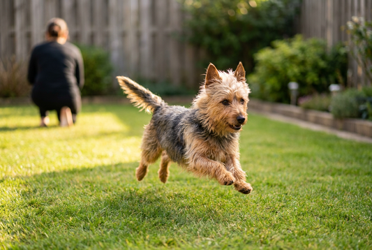 Adult Australian Terrier relaxing at home in a family setting
