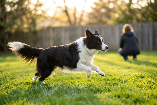 Adult Border Collie relaxing at home in a family setting