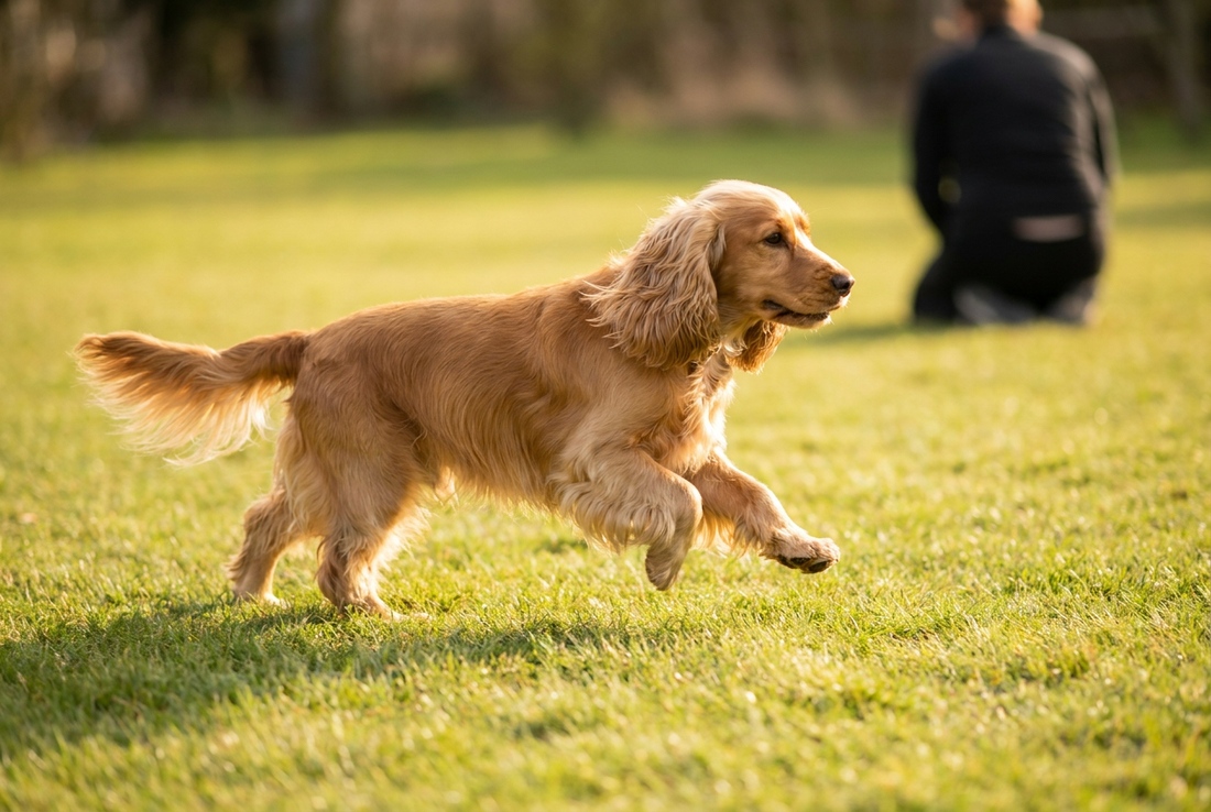 Adult Cocker Spaniel relaxing at home in a family setting