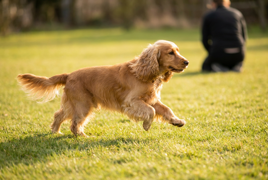 Adult Cocker Spaniel relaxing at home in a family setting