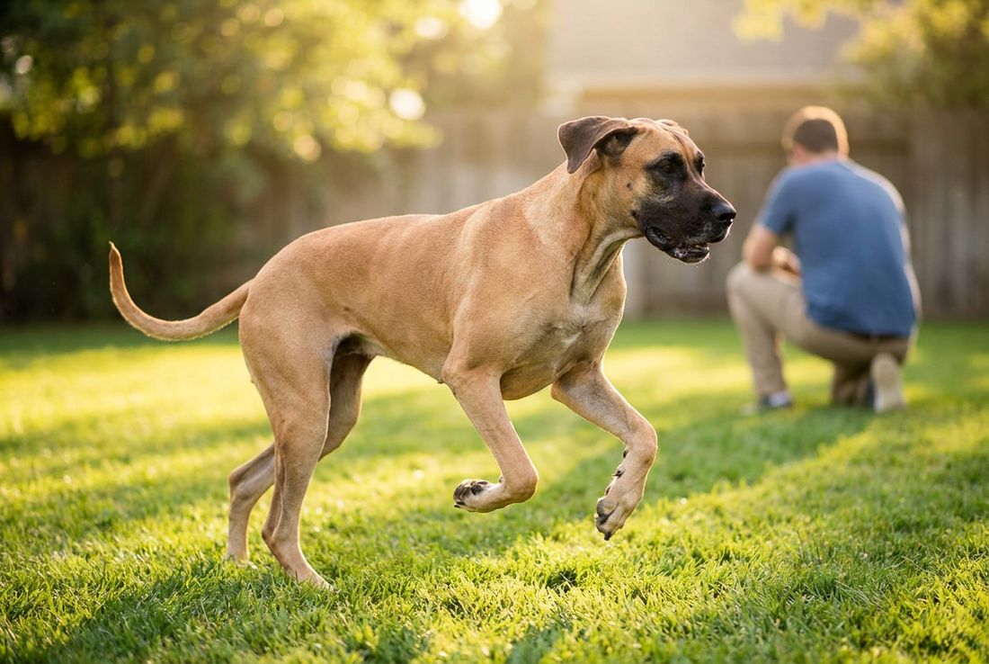 Adult Great Dane relaxing at home in a family setting