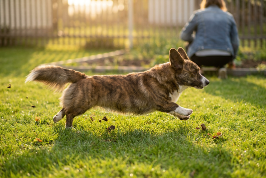 Adult Cardigan Welsh Corgi relaxing at home in a family setting