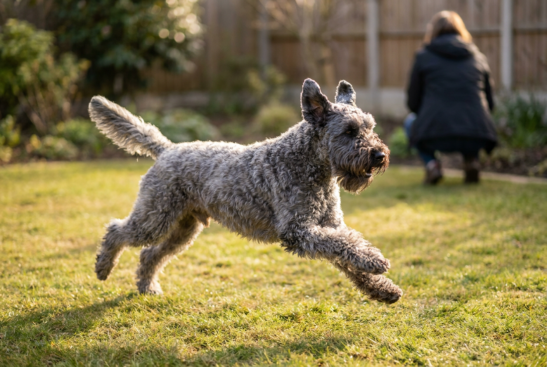Adult Kerry Blue Terrier relaxing at home in a family setting