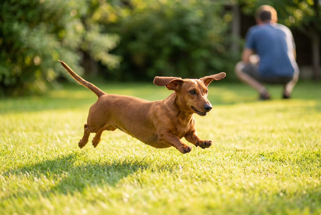 Adult Dachshund relaxing at home in a family setting