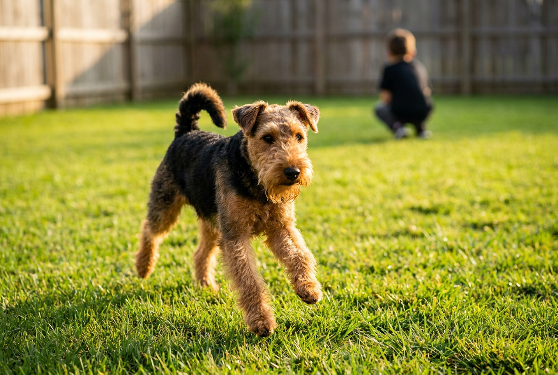 Adult Welsh Terrier relaxing at home in a family setting