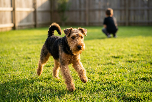 Adult Welsh Terrier relaxing at home in a family setting