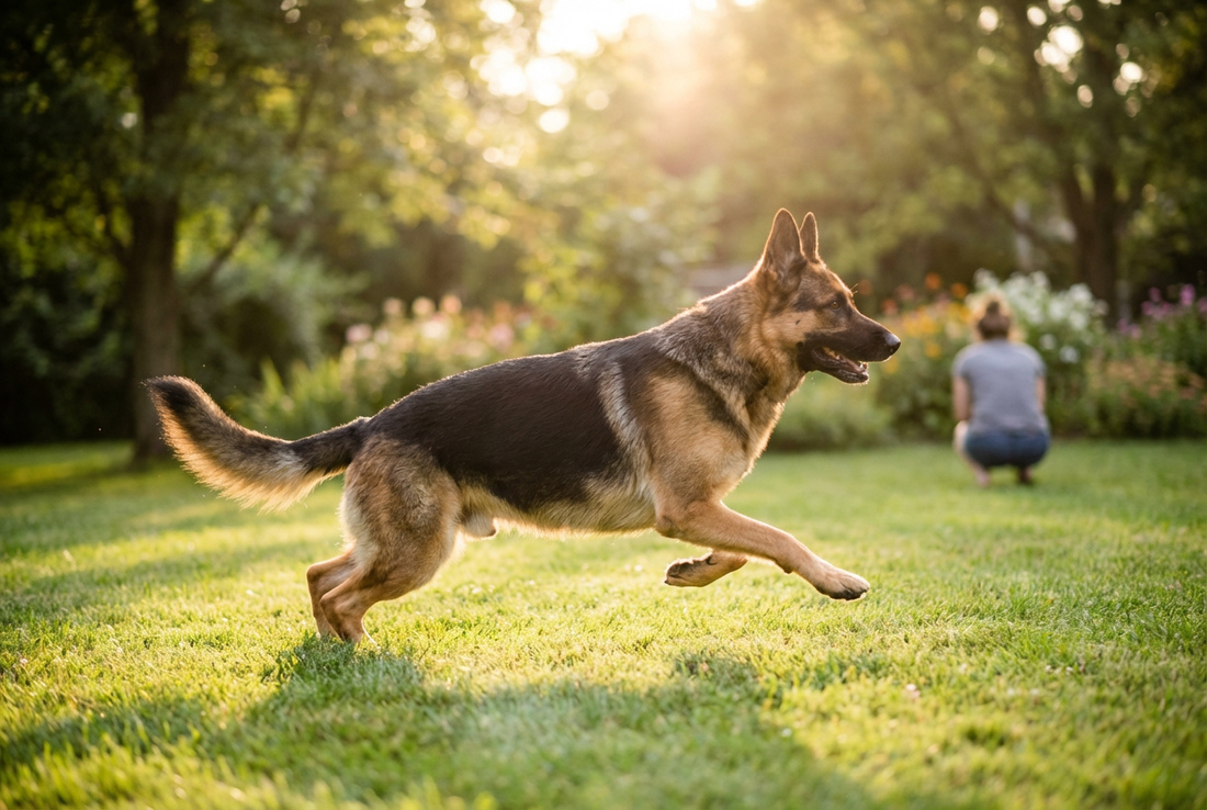 Adult German Shepherd Dog relaxing at home in a family setting