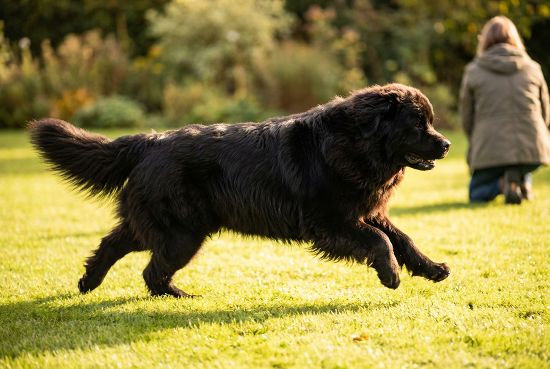 Adult Newfoundland relaxing at home in a family setting