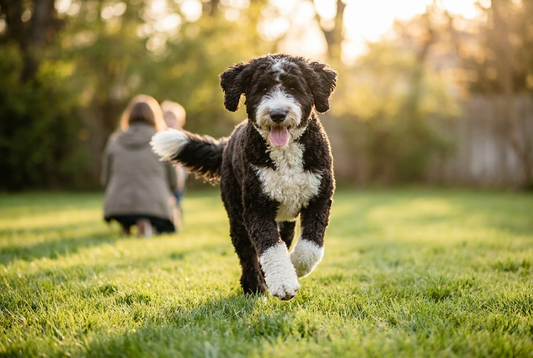 Adult Sheepadoodle relaxing at home in a family setting
