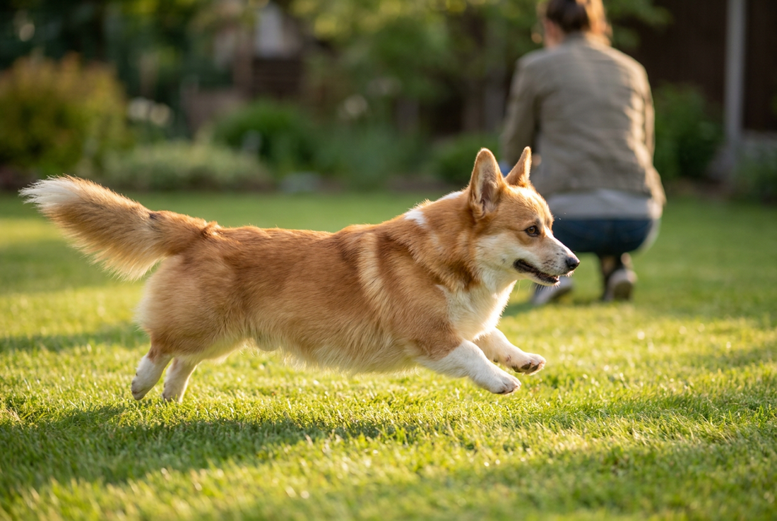 Adult Pembroke Welsh Corgi relaxing at home in a family setting