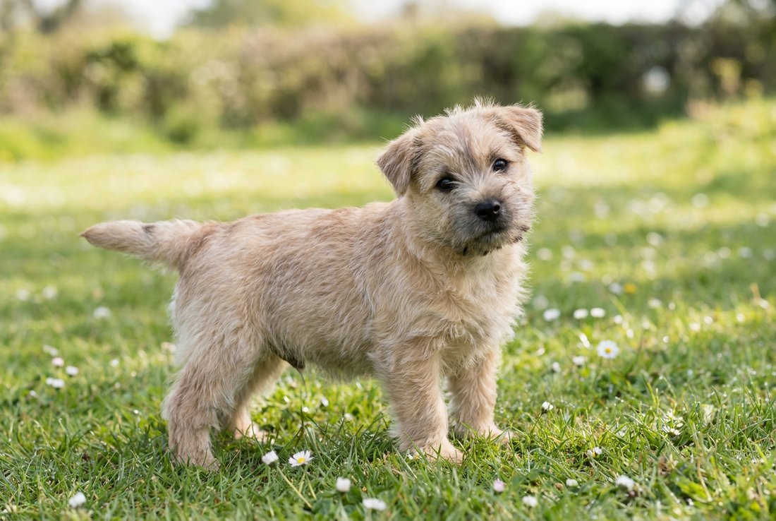 Eight-week-old Cairn Terrier puppy with soft wheaten puppy coat