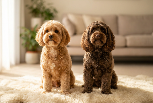 Cavapoo and Cockapoo side by side, small doodle breed comparison