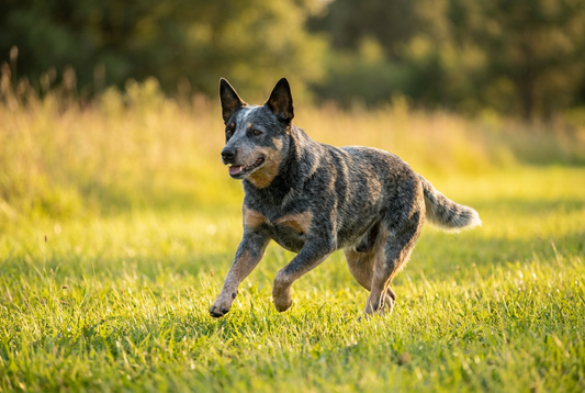 Healthy active Australian Cattle Dog — featured in our roundup of the healthiest, longest-living dog breeds.