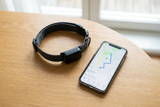 Modern GPS smart dog collar beside a smartphone map app — 2026 smart collar buyer guide
